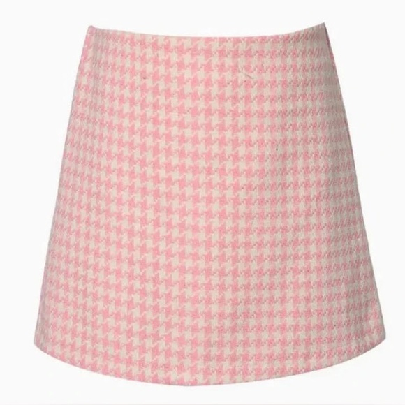 HOUNDSTOOTH SKIRT - PINK - Picture 1 of 1